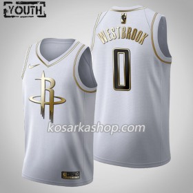 Dres Houston Rockets Russell Westbrook 0 Nike 2019-20 Bijela Golden Edition Swingman - Dječji